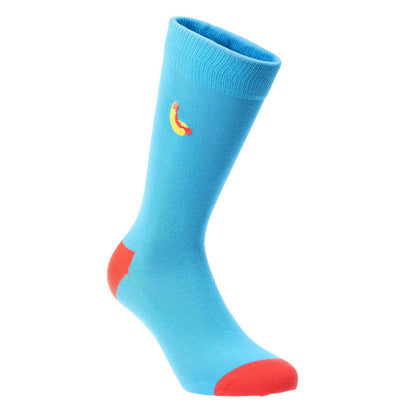 Turquoise - Front - Happy Socks Unisex Adult Hot Dog Embroidered Socks