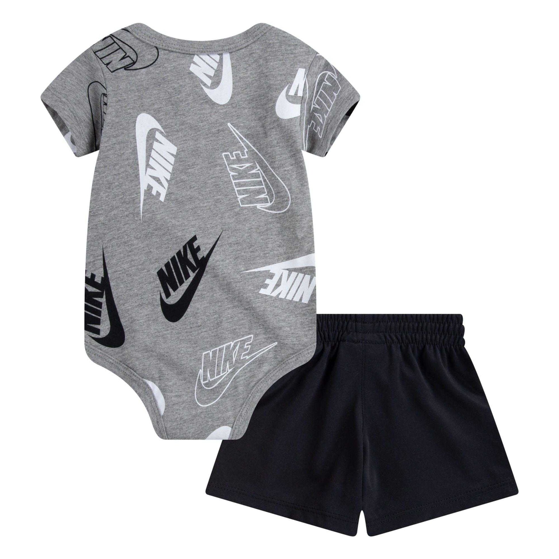 Black-Grey - Back - Nike Baby Confetti Top & Shorts Set