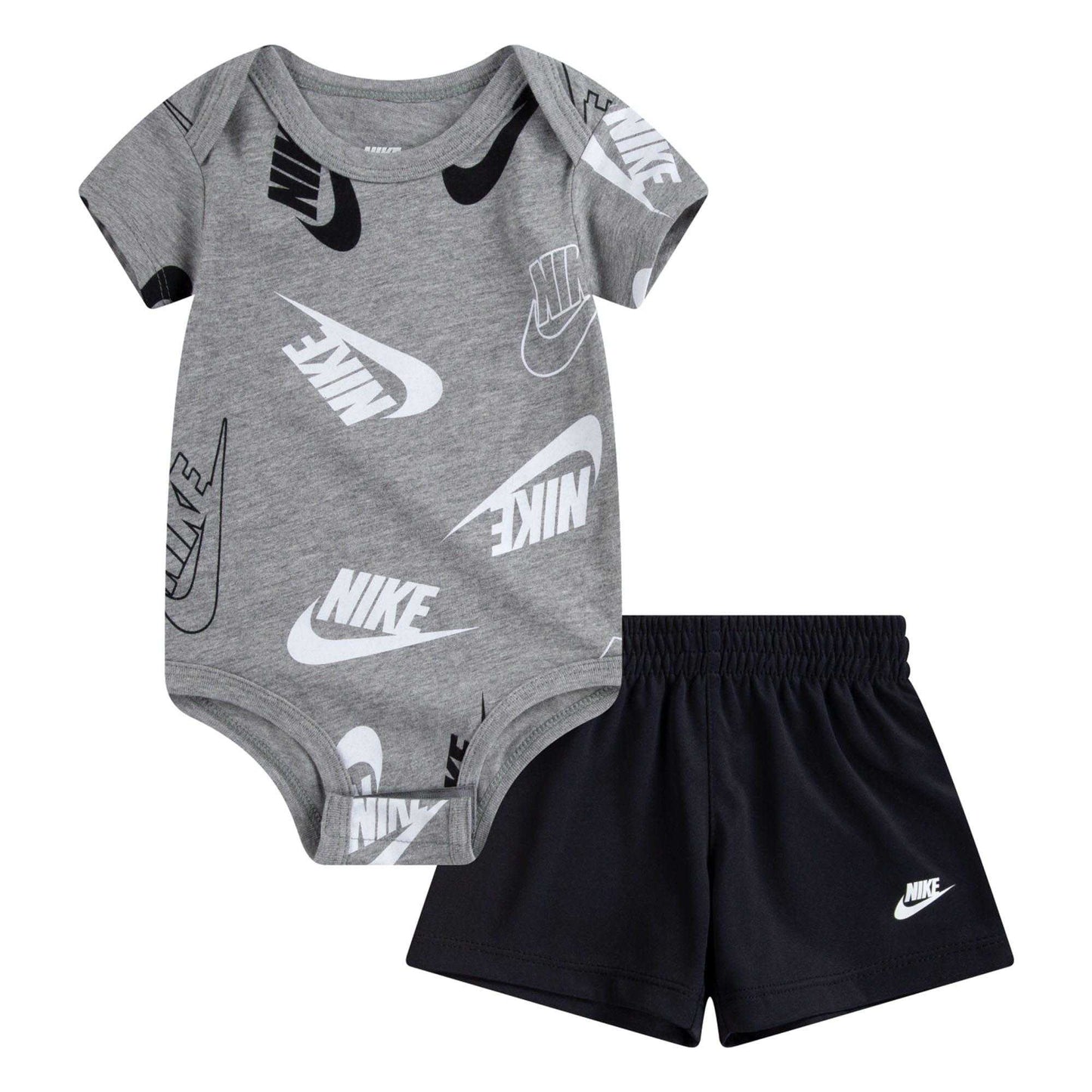 Black-Grey - Front - Nike Baby Confetti Top & Shorts Set