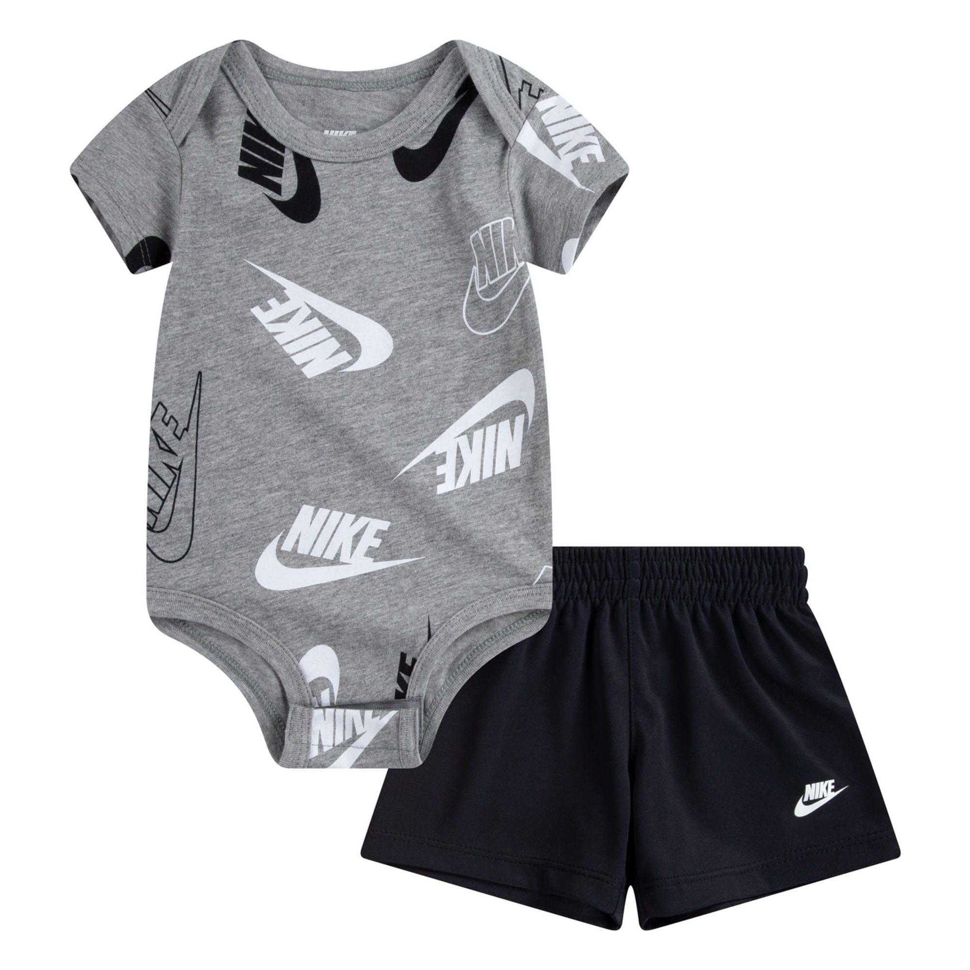 Black-Grey - Front - Nike Baby Confetti Top & Shorts Set