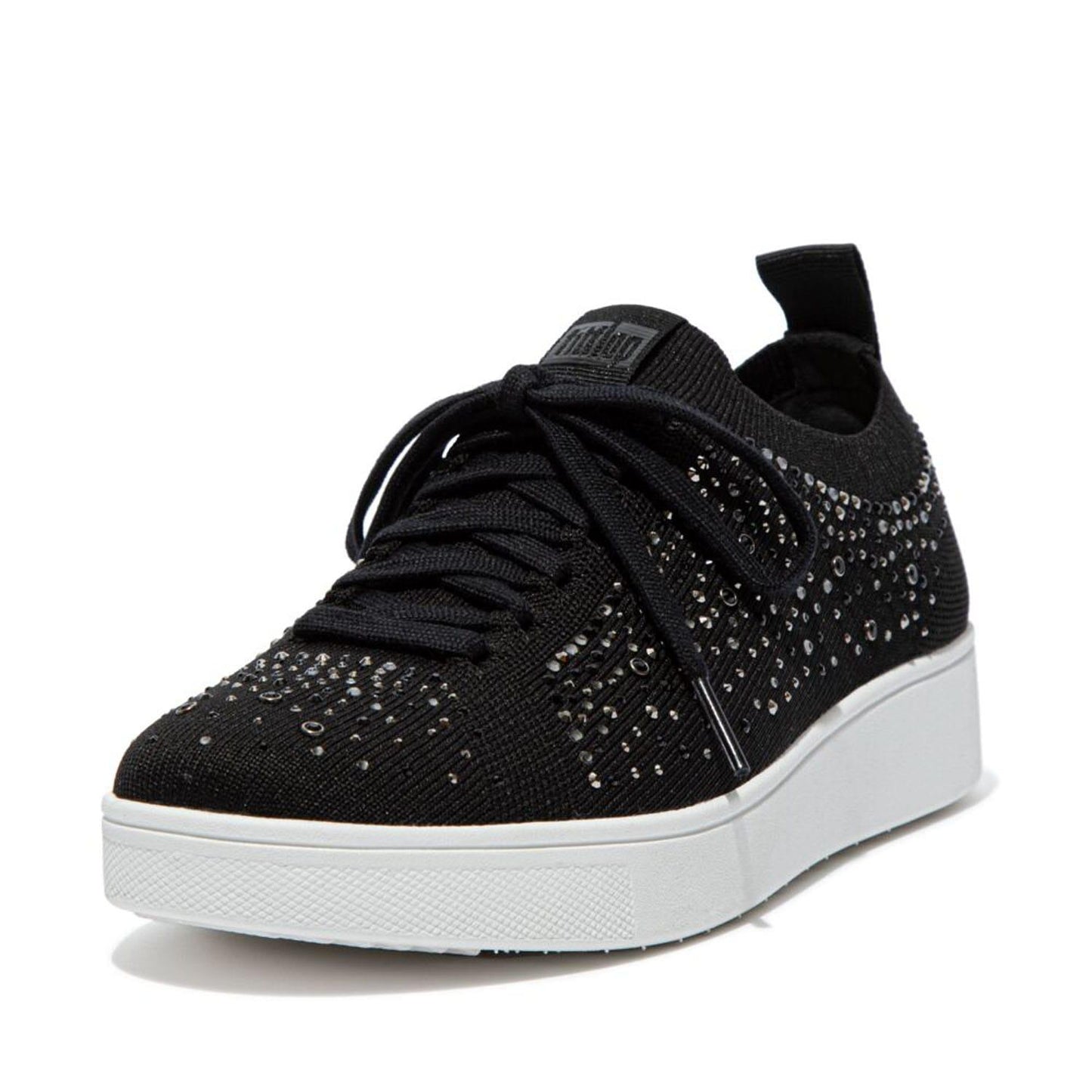Black - Back - Fit Flop Womens-Ladies Rally Crystal Knitted Trainers