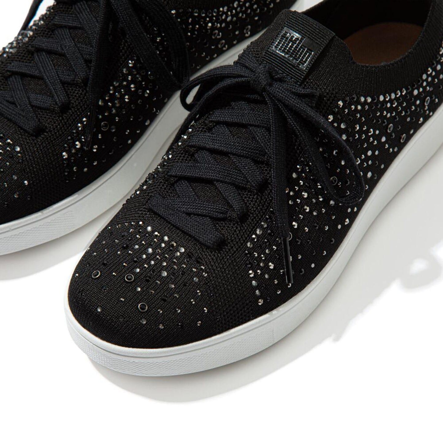 Black - Lifestyle - Fit Flop Womens-Ladies Rally Crystal Knitted Trainers