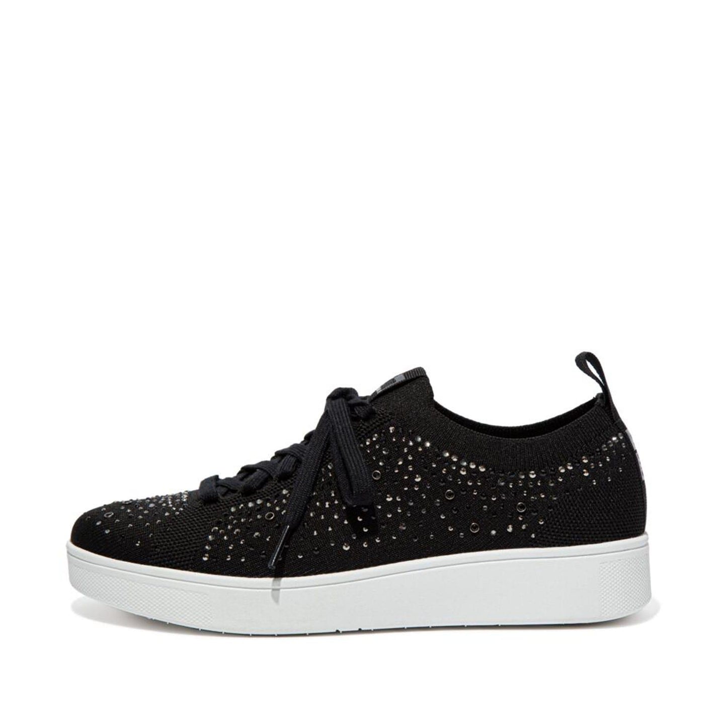 Black - Front - Fit Flop Womens-Ladies Rally Crystal Knitted Trainers