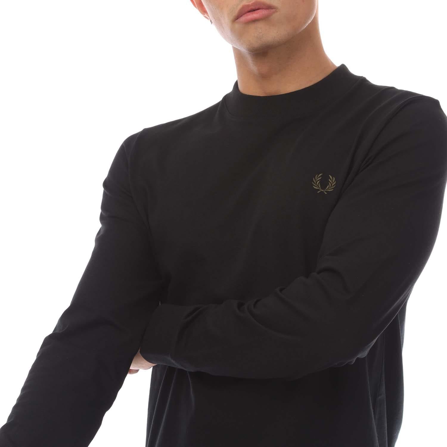 Black - Side - Fred Perry Mens Graphic Long-Sleeved T-Shirt