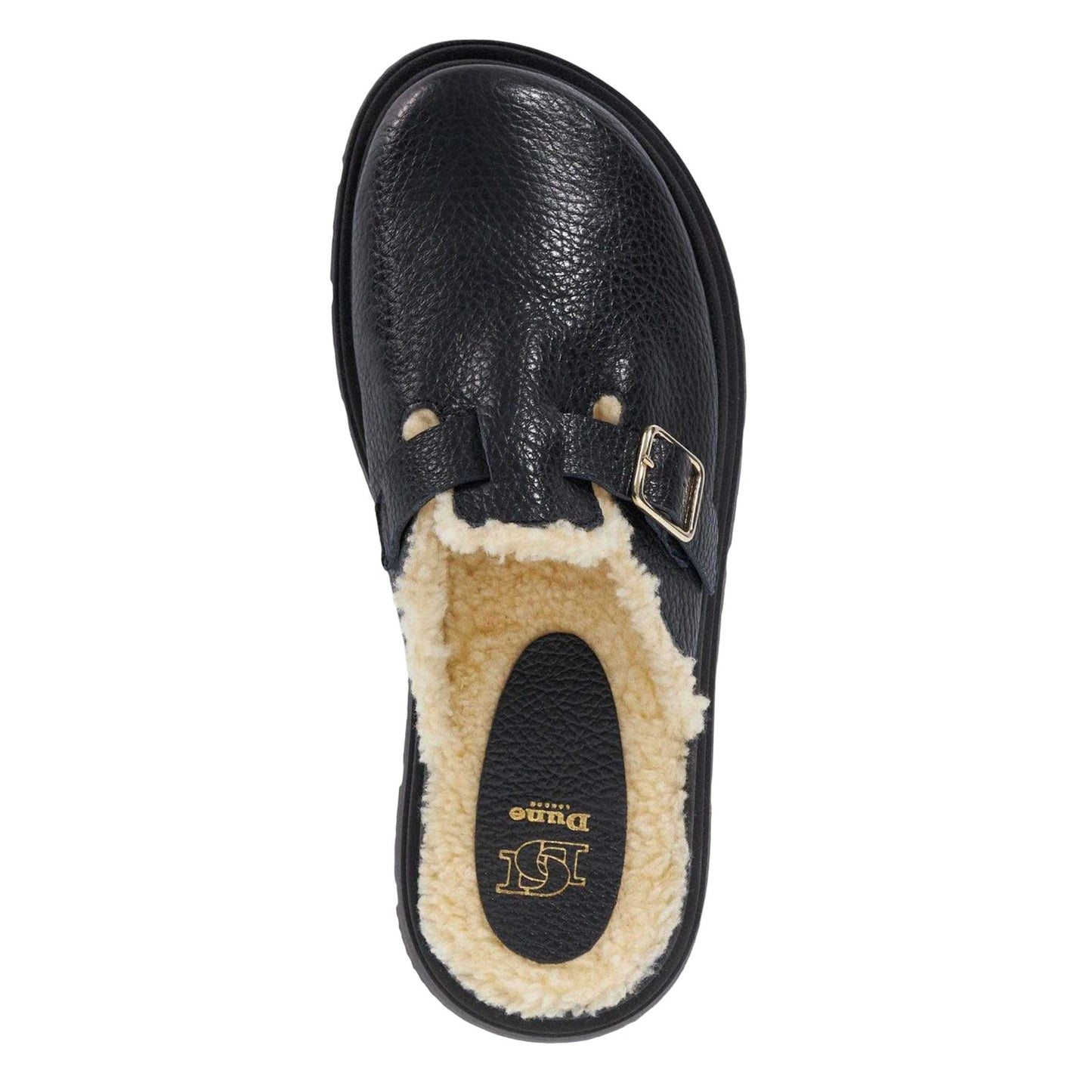 Black - Lifestyle - Dune London Womens-Ladies Gene Leather Faux Shearling Lined Clogs