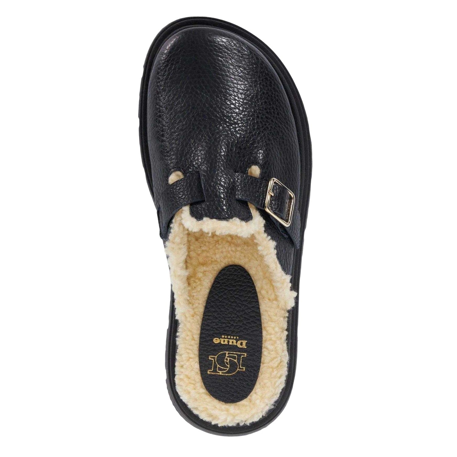 Black - Lifestyle - Dune London Womens-Ladies Gene Leather Faux Shearling Lined Clogs