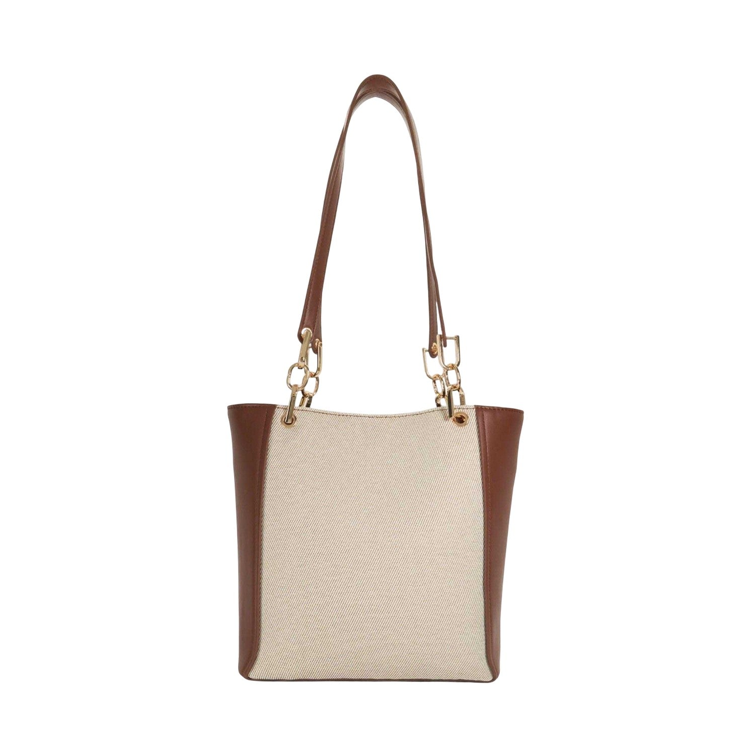 Tan - Back - Dune London Duckie Logo Long Handle Tote Bag