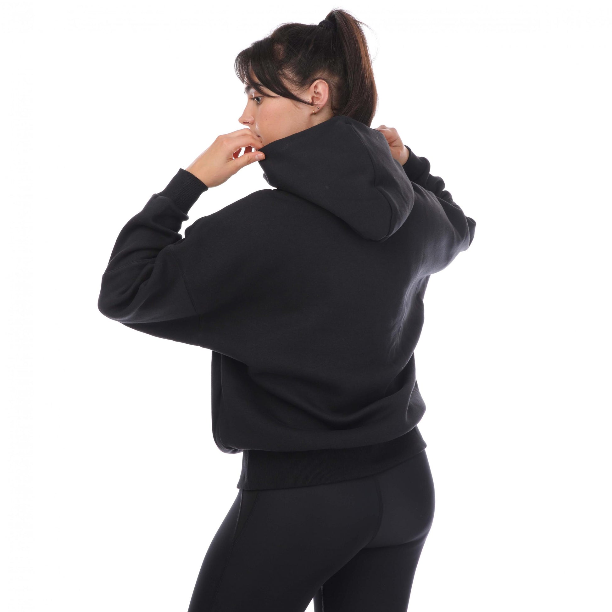 Black - Back - Reebok Womens-Ladies Lux Oversized Hoodie