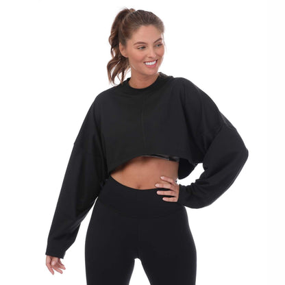 Black - Front - Reebok Womens-Ladies Lux Oversized Hoodie