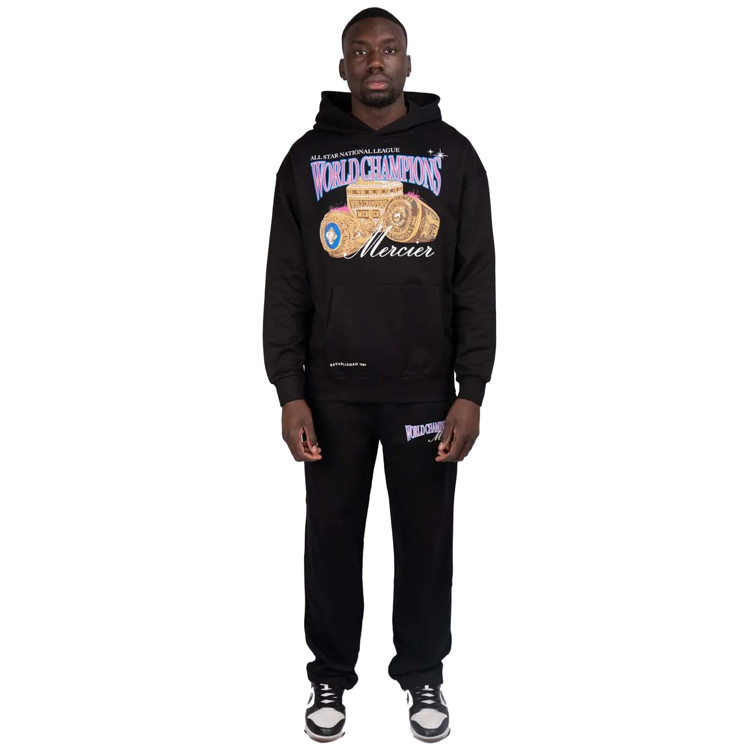 Black - Side - Mercier Mens Champions Jogging Bottoms
