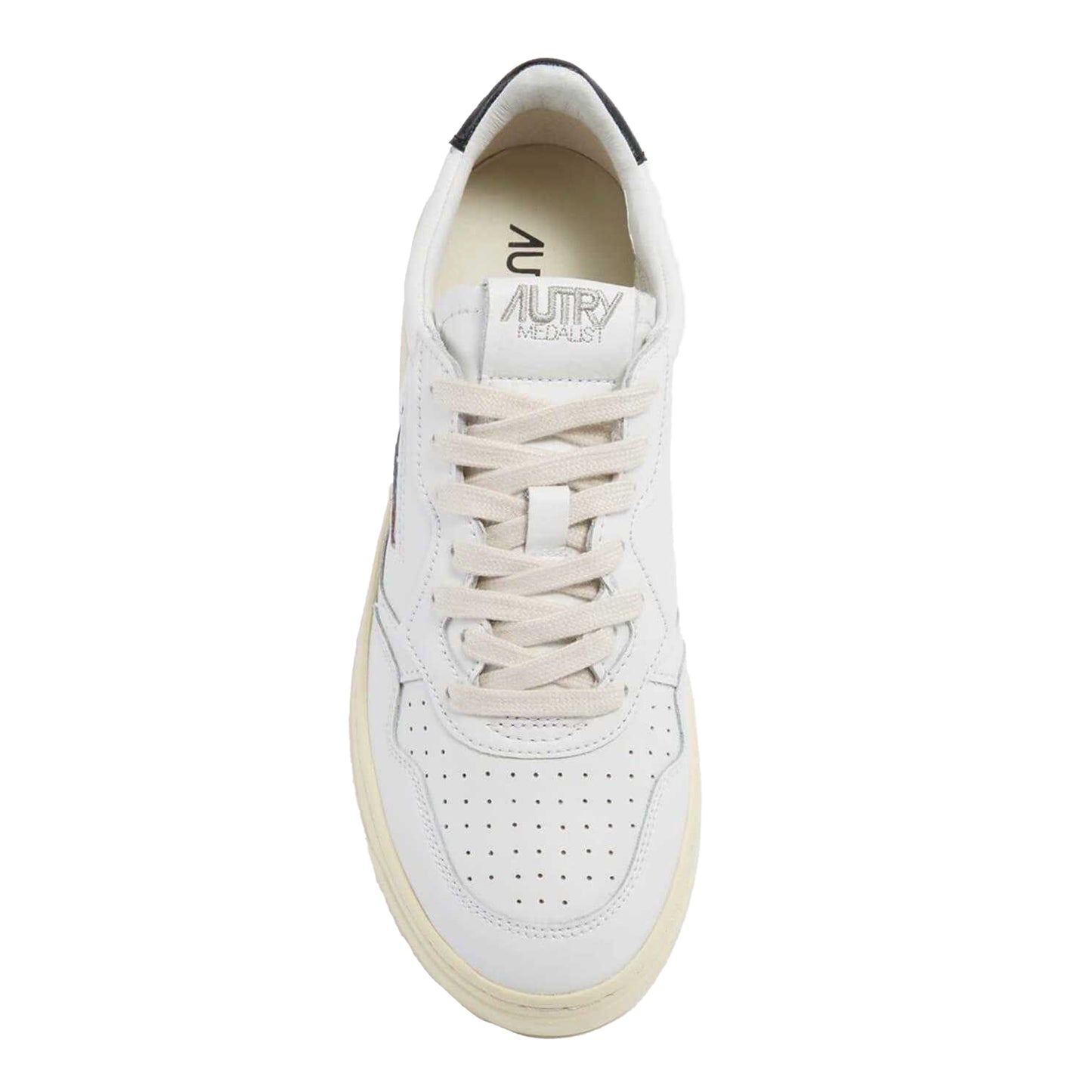 White-Black - Side - Autry Womens-Ladies Medalist Leather Trainers