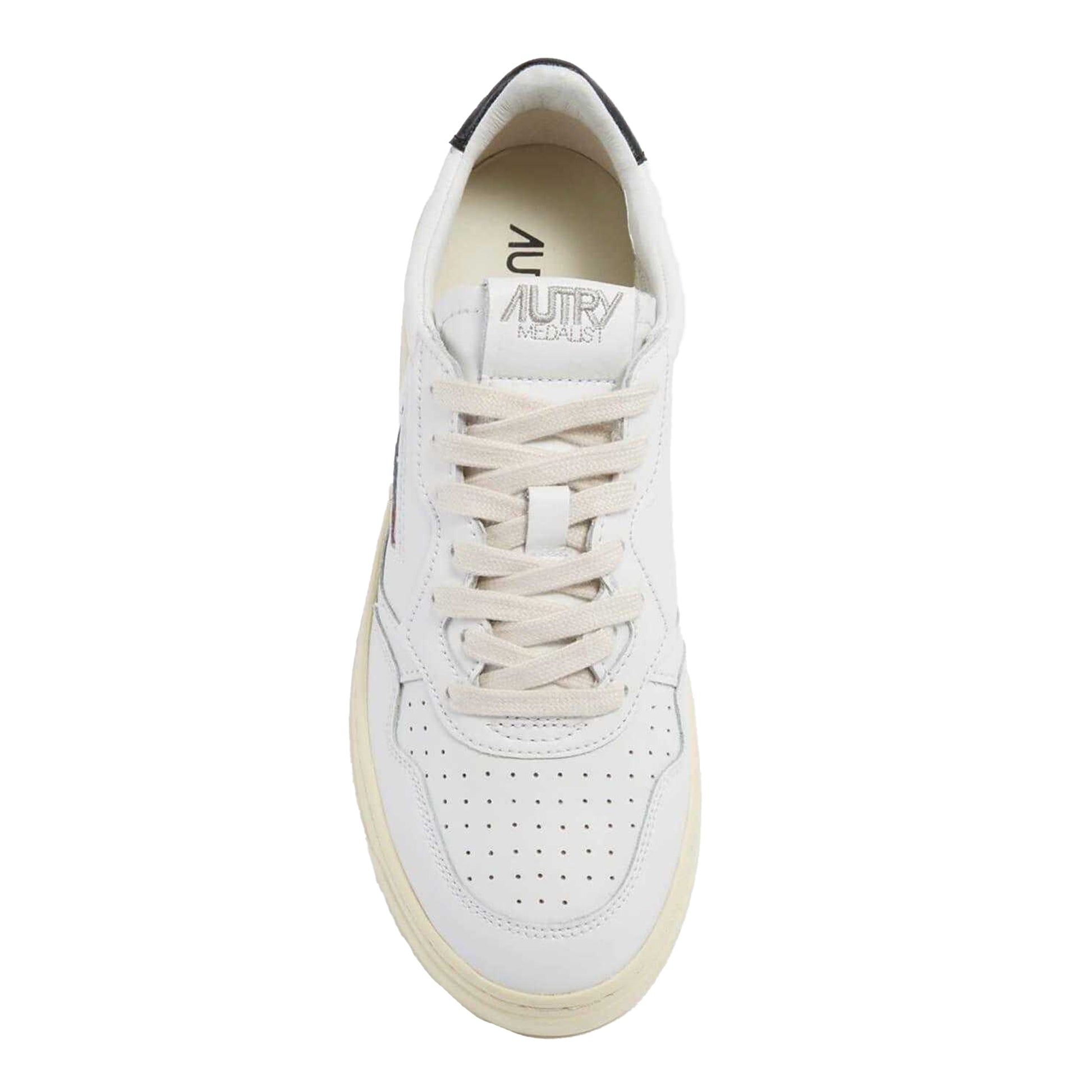 White-Black - Side - Autry Womens-Ladies Medalist Leather Trainers