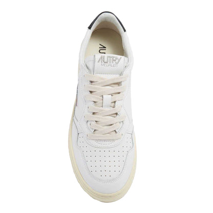 White-Black - Side - Autry Womens-Ladies Medalist Leather Trainers
