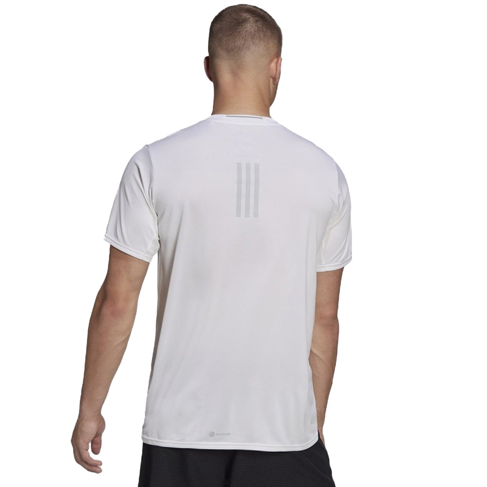 White - Back - Adidas Mens Designed For Running T-Shirt