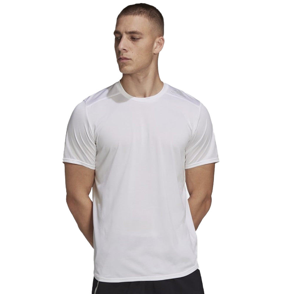 White - Side - Adidas Mens Designed For Running T-Shirt