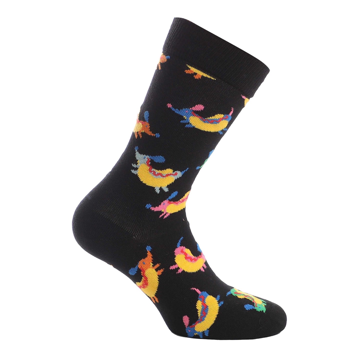 Black - Back - Happy Socks Unisex Adult Hot Dog Crew Socks