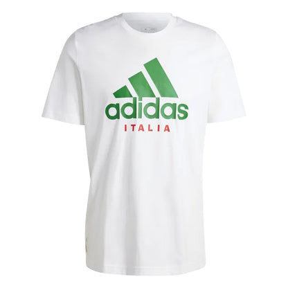 White - Front - Adidas Mens Italy DNA Graphic T-Shirt