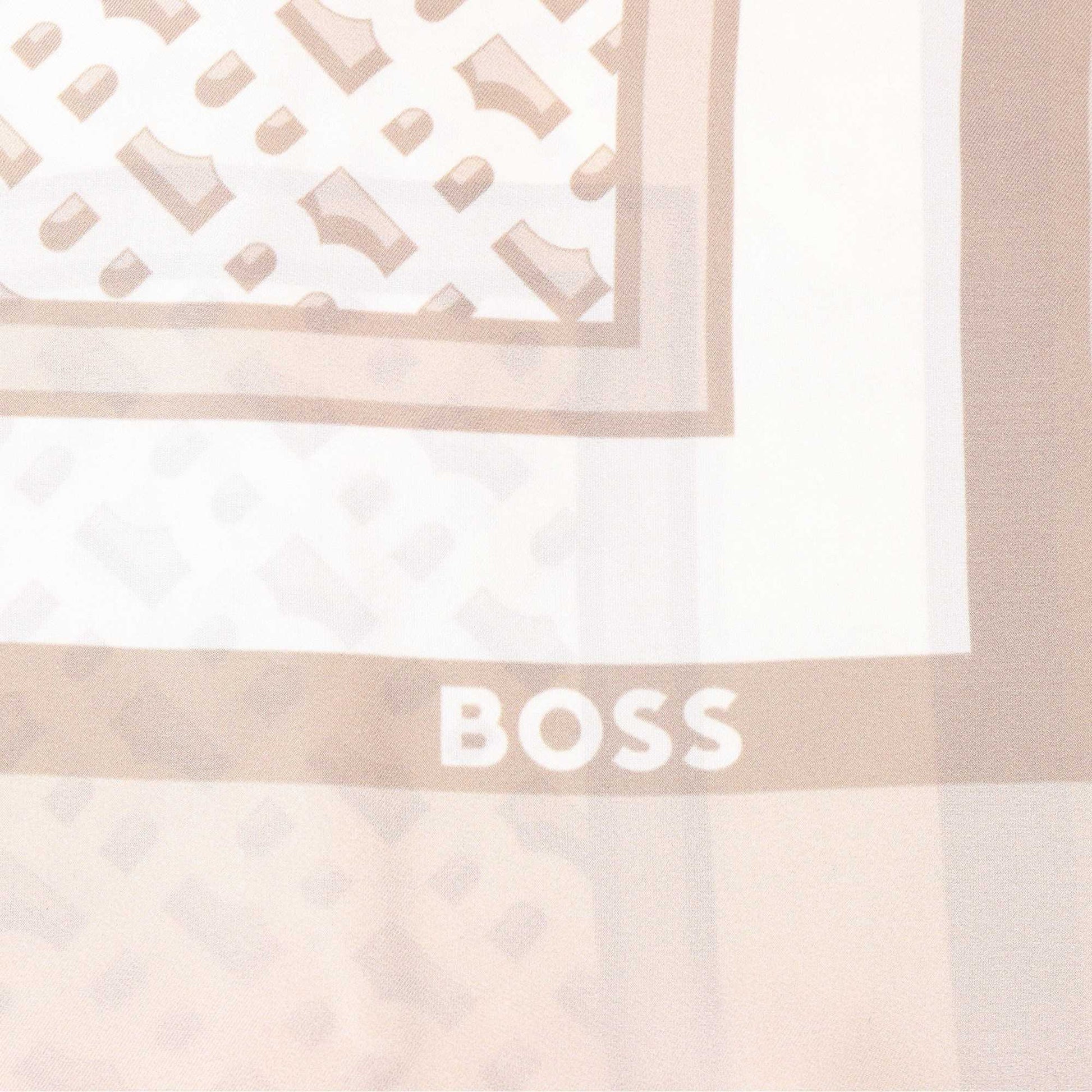 Beige - Side - Boss Lainy Monogram Fashion Scarf