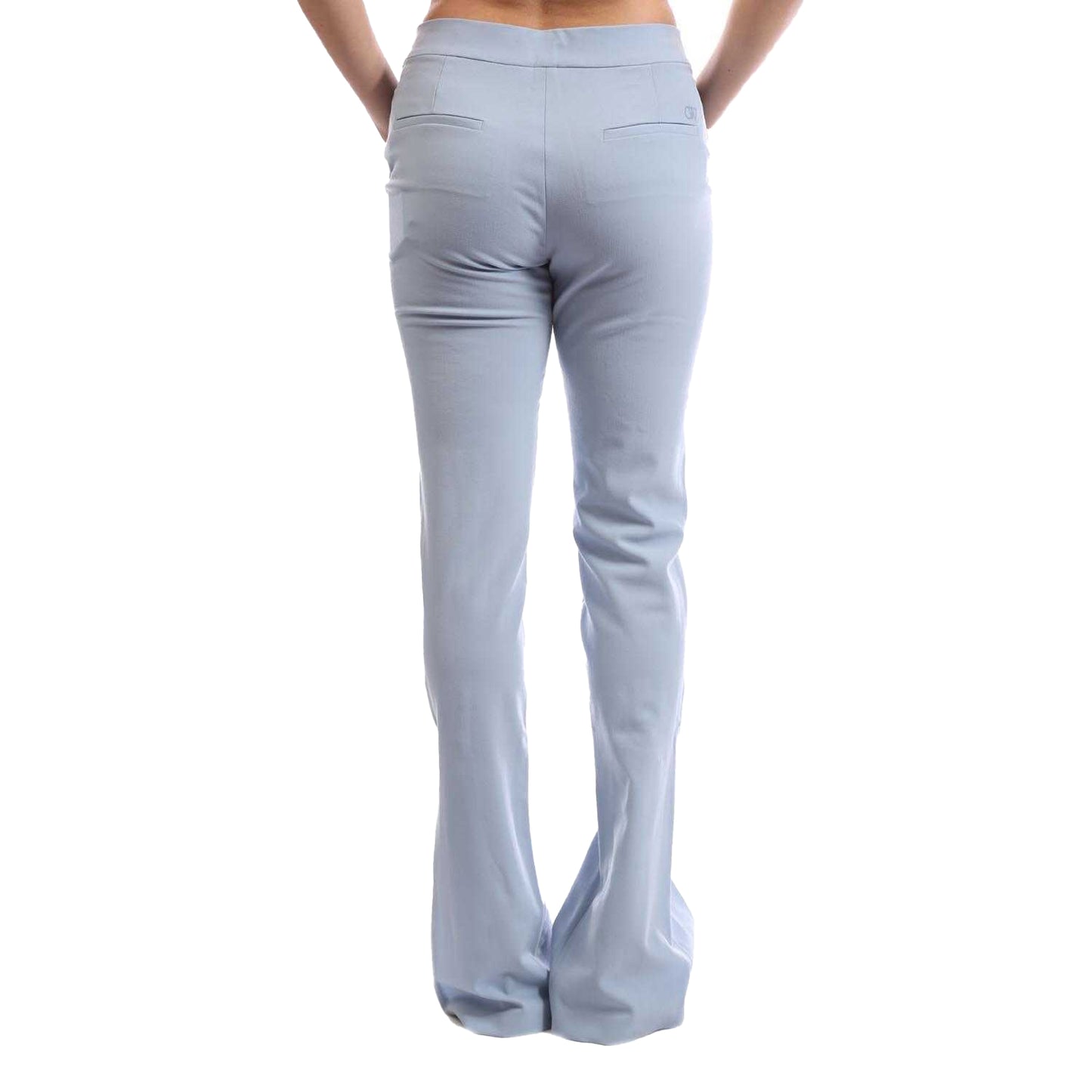 Light Blue - Back - Off White Womens-Ladies Wool Blend Trousers