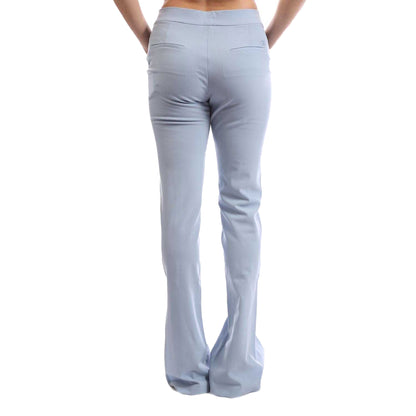 Light Blue - Back - Off White Womens-Ladies Wool Blend Trousers