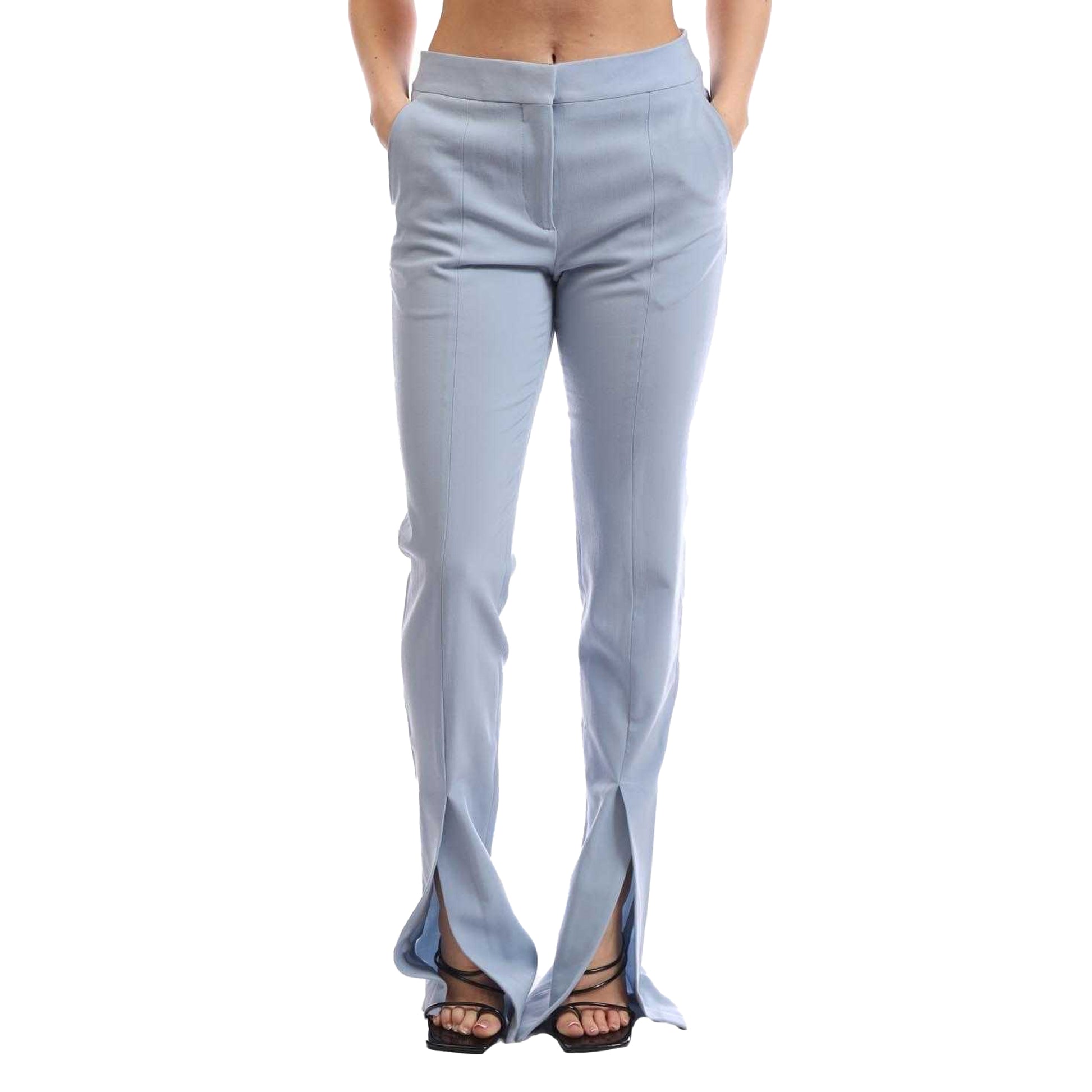 Light Blue - Front - Off White Womens-Ladies Wool Blend Trousers