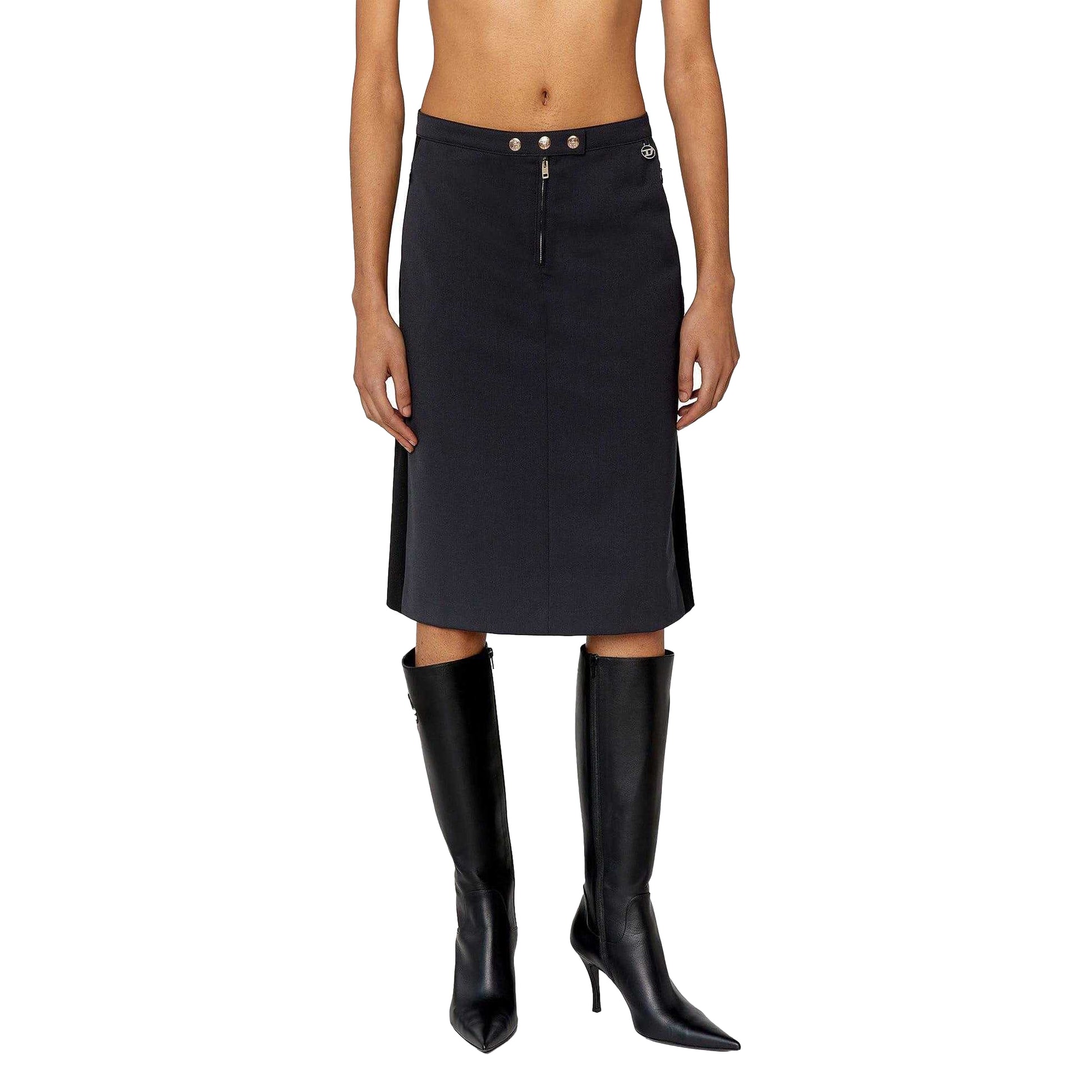 Grey - Front - Diesel Womens-Ladies O-Omal Midi Skirt