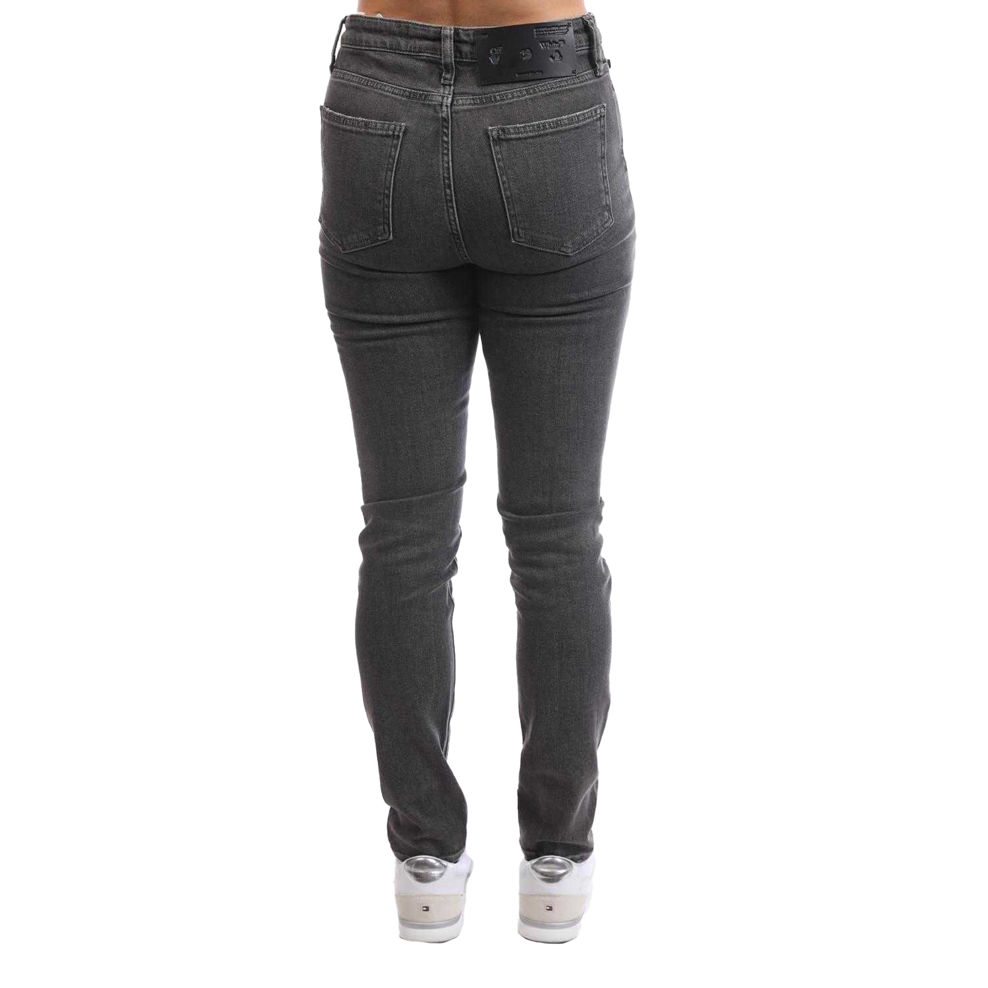 Grey - Back - Off White Womens-Ladies Corporate Skinny Jeans