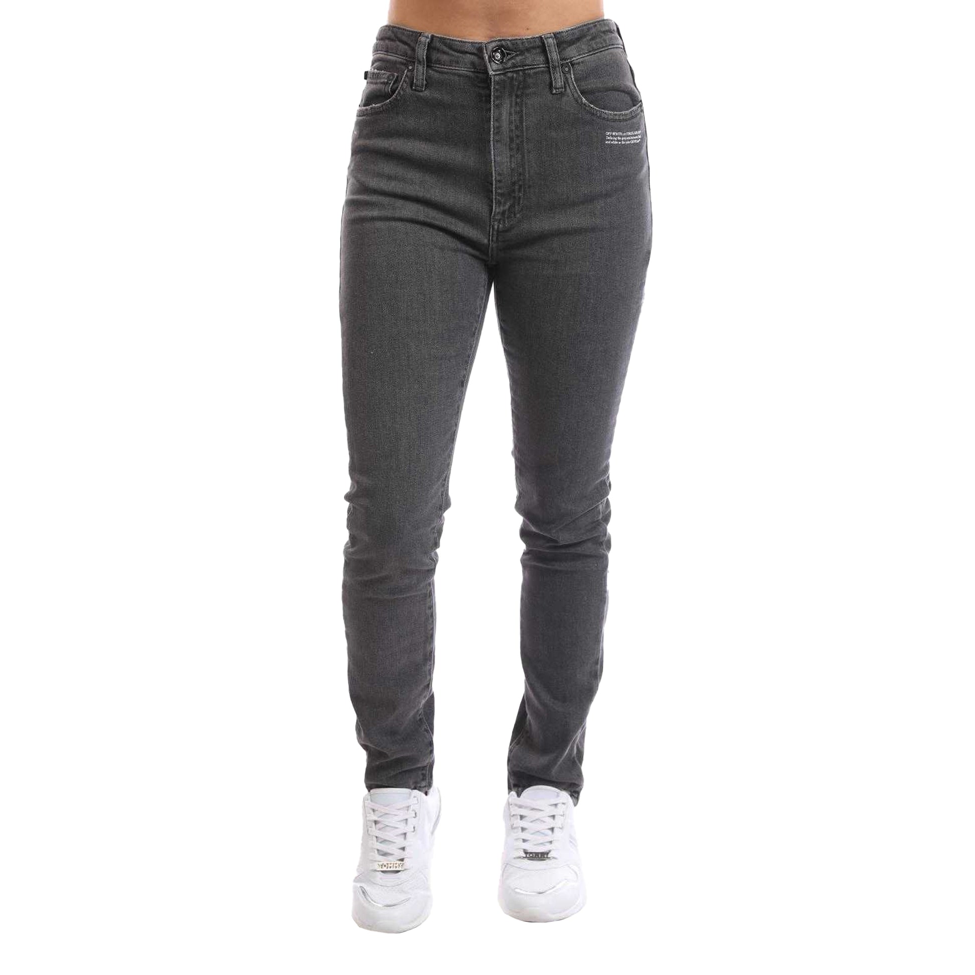 Grey - Front - Off White Womens-Ladies Corporate Skinny Jeans