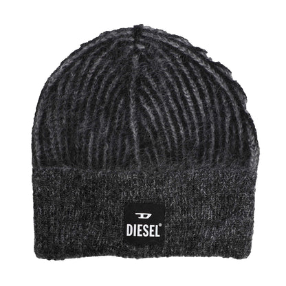 Black - Front - Diesel Mens K-Edro Logo Mohair Beanie