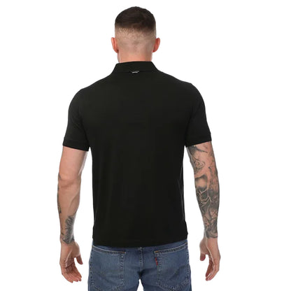 Black - Back - Mercery Mens Regal Zip Neck Polo Shirt
