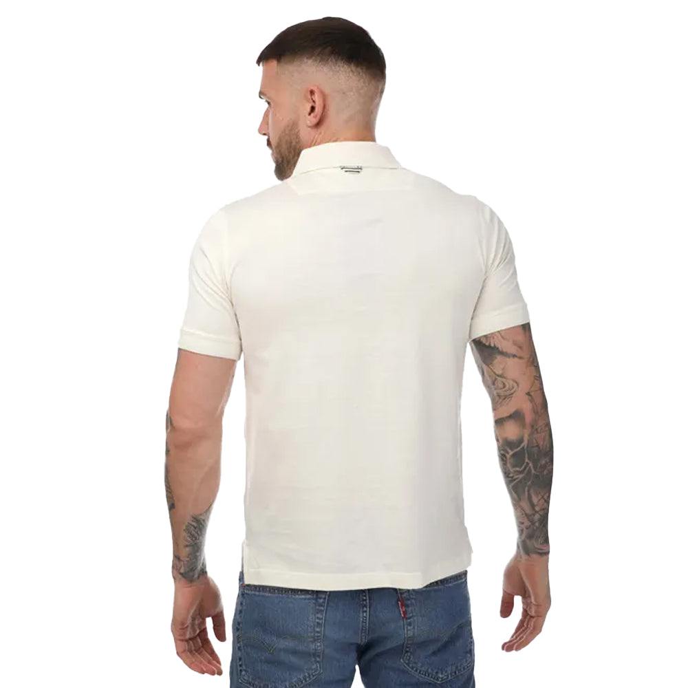 Ecru - Back - Mercery Mens Regal Zip Neck Polo Shirt