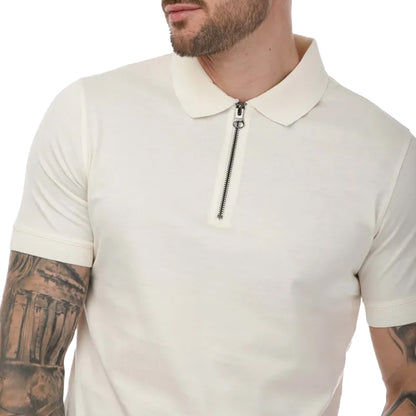 Ecru - Lifestyle - Mercery Mens Regal Zip Neck Polo Shirt