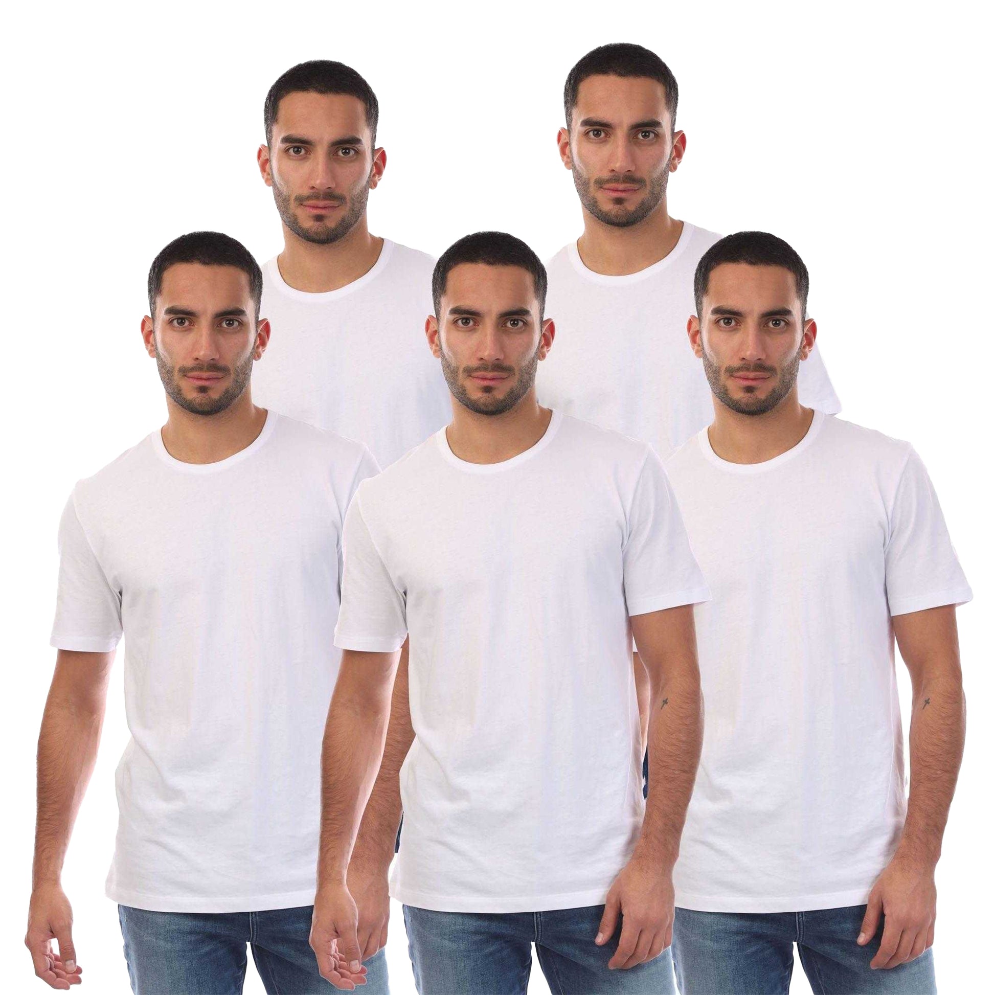 White - Front - Boss Mens Plain T-Shirt (Pack of 5)