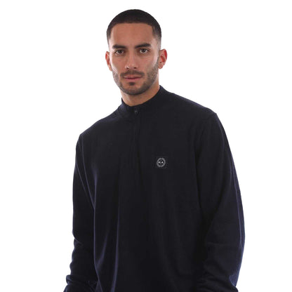 Navy - Side - Marshall Artist Mens Siren Quarter Zip Fleece Top