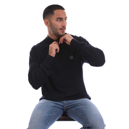 Navy - Lifestyle - Marshall Artist Mens Siren Quarter Zip Fleece Top