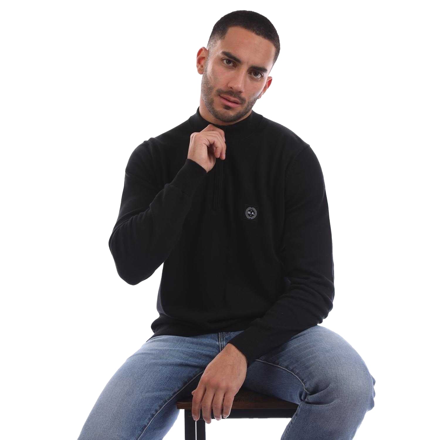 Black - Lifestyle - Marshall Artist Mens Siren Quarter Zip Fleece Top