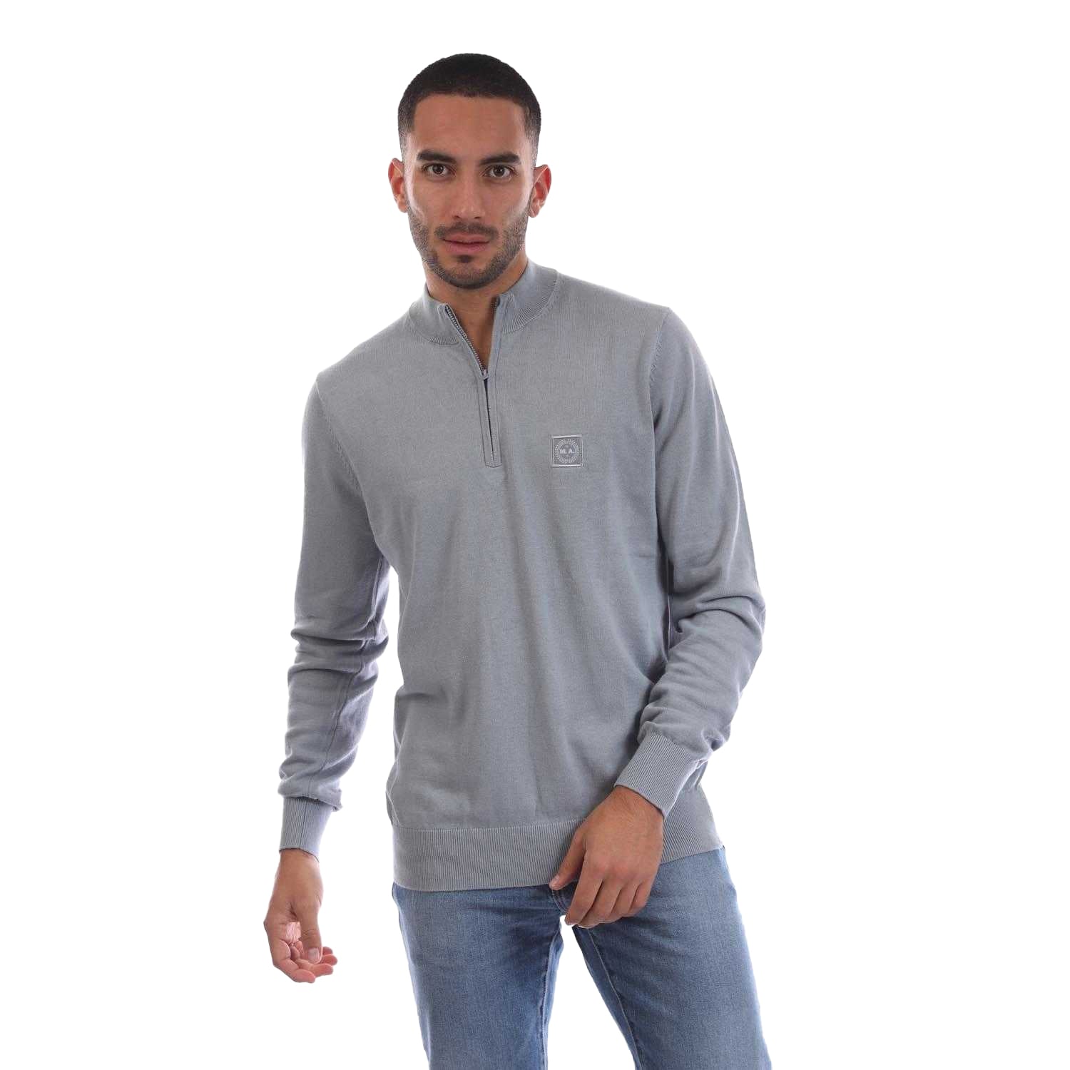 Grey - Front - Marshall Artist Mens Siren Quarter Zip Fleece Top