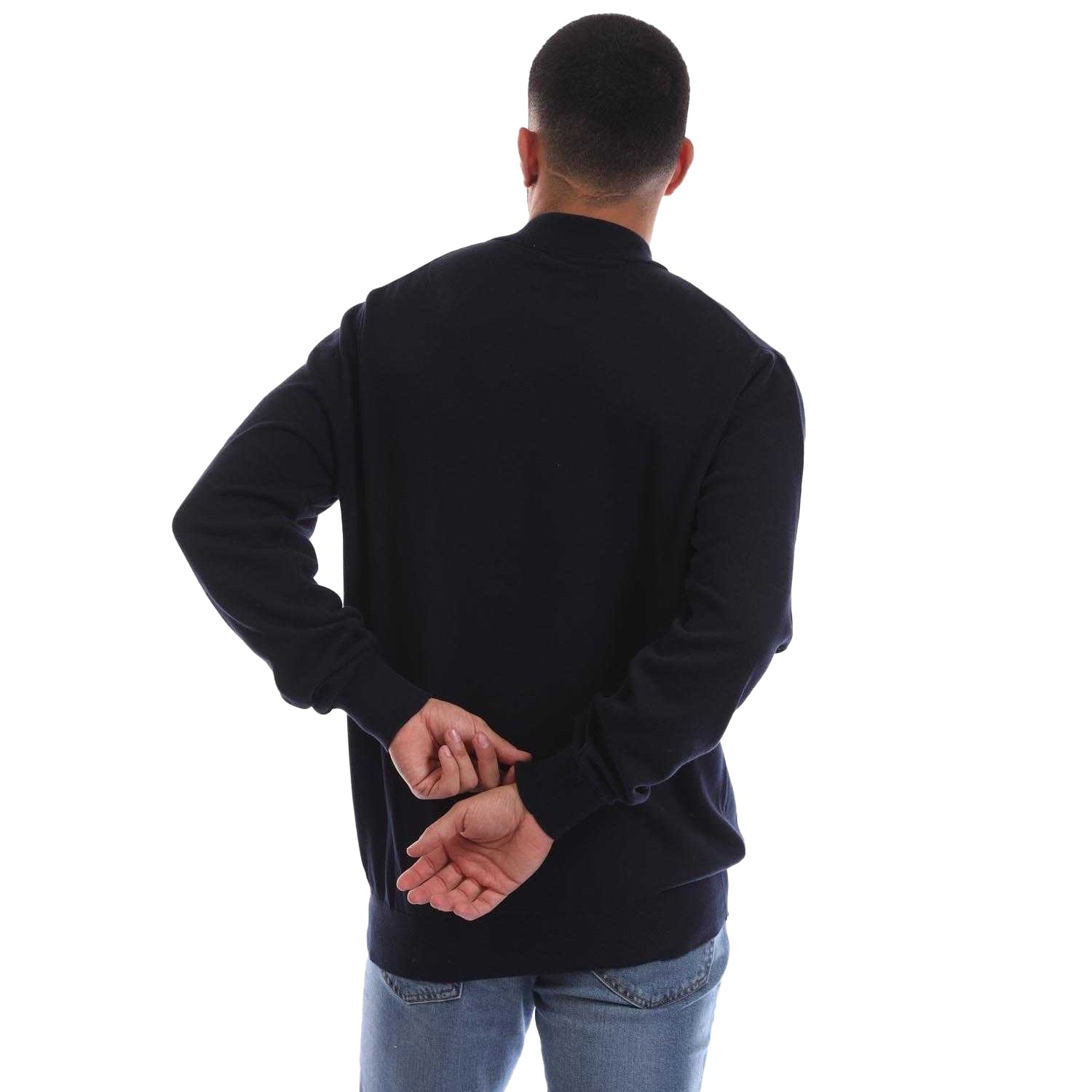 Navy - Back - Marshall Artist Mens Siren Quarter Zip Fleece Top