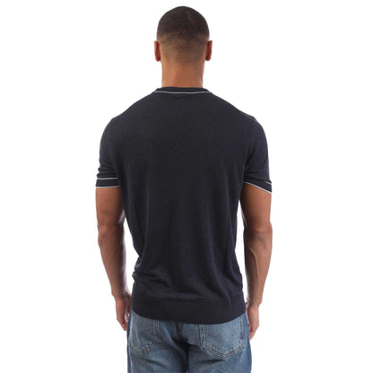 Blue - Back - Boss Mens H-Jiovanni Tipped Short-Sleeved Sweater Top
