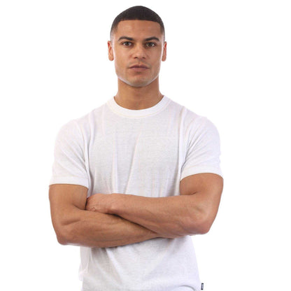 White - Side - Boss Mens H-Jiovanni Tipped Short-Sleeved Sweater Top