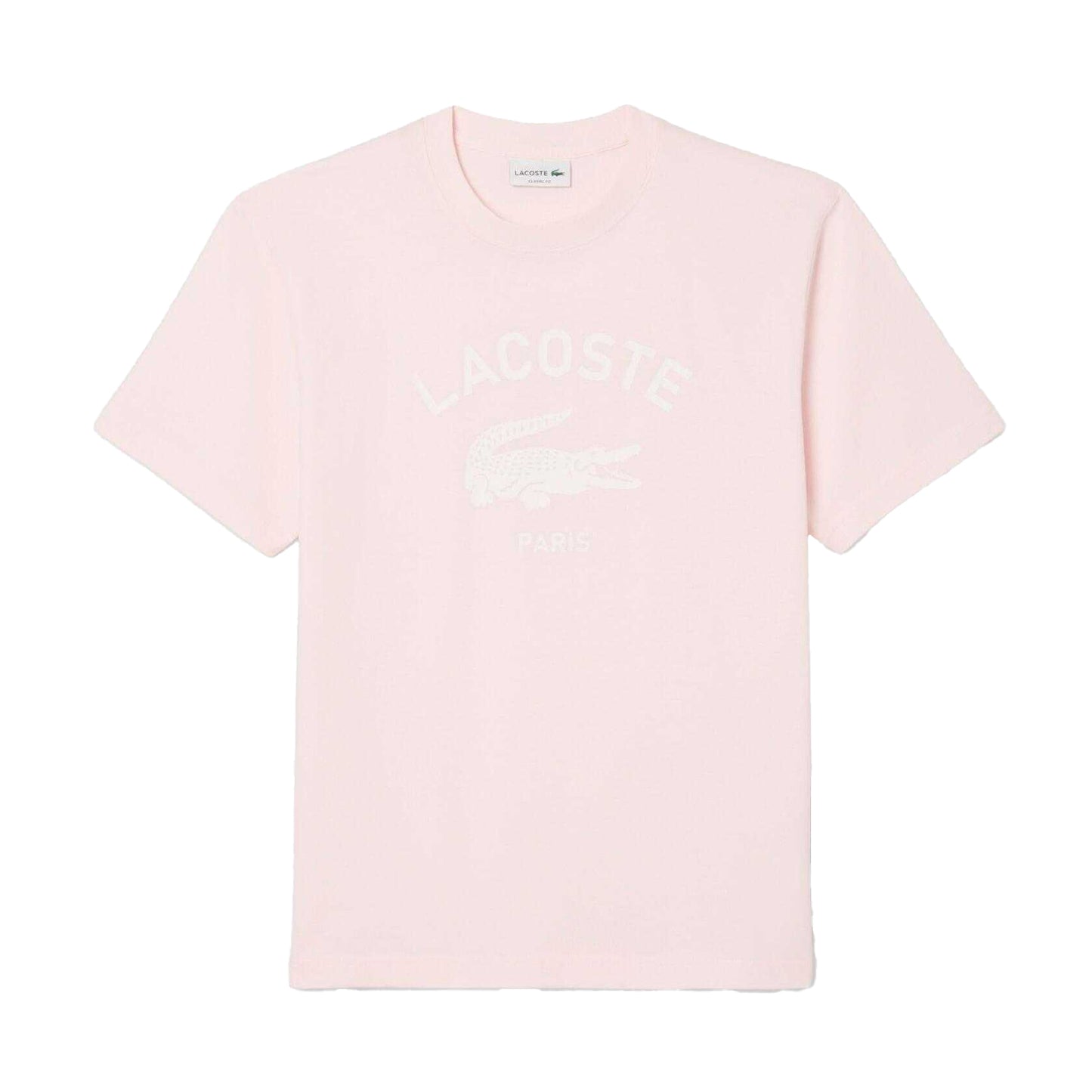 Pink - Front - Lacoste Unisex Adult Signature Print Cotton T-Shirt