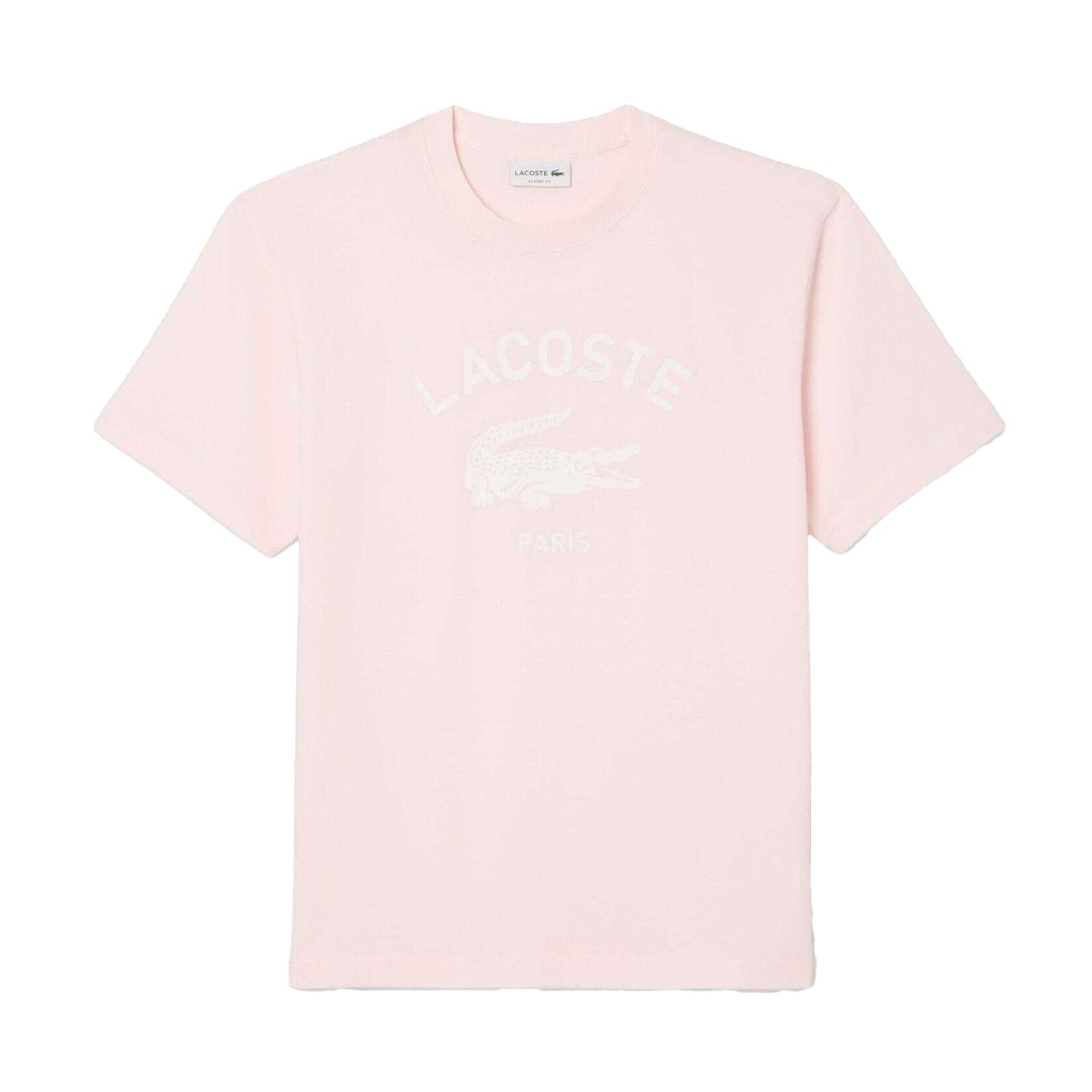Pink - Front - Lacoste Unisex Adult Signature Print Cotton T-Shirt