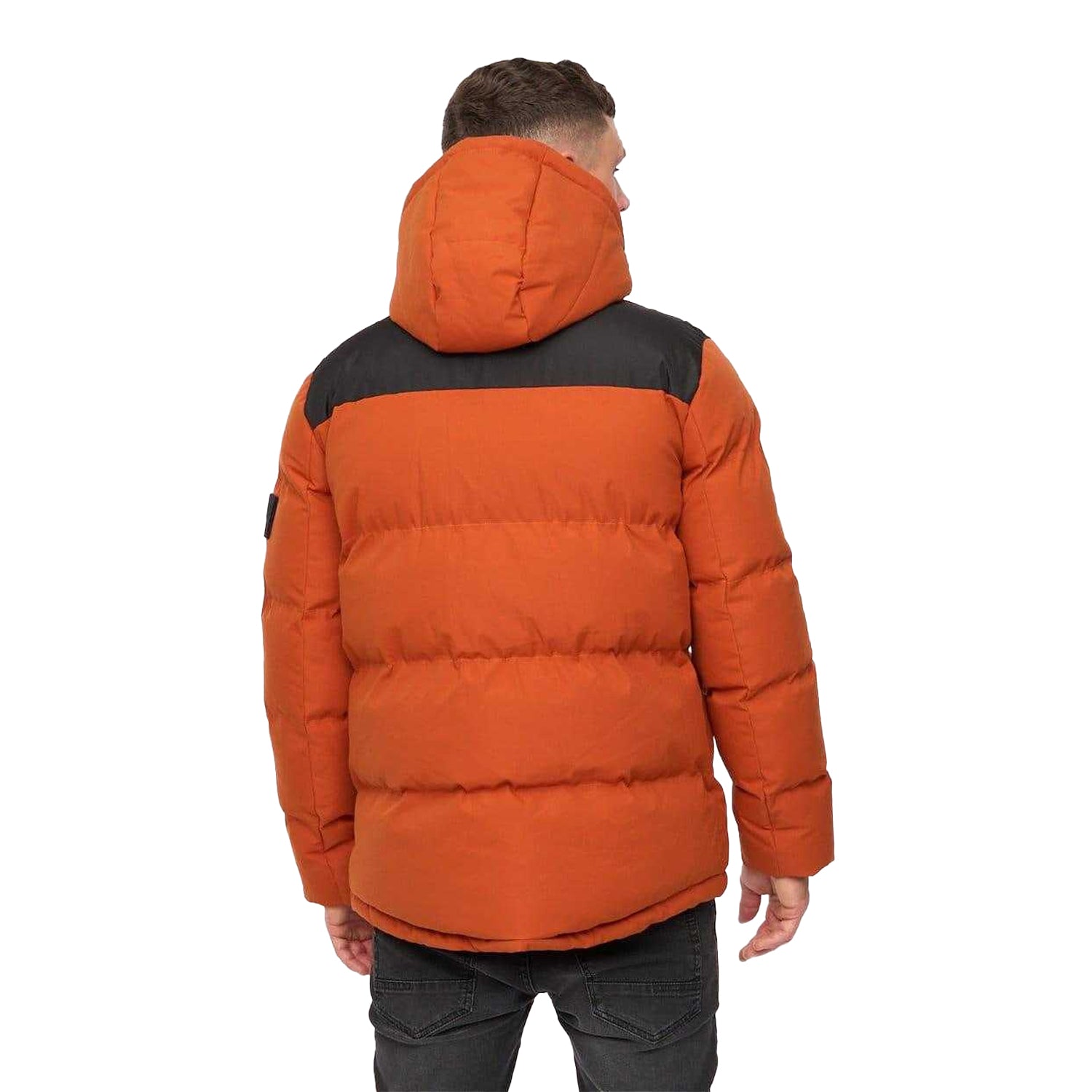 Orange - Back - Crosshatch Mens Menray Colour Block Jacket