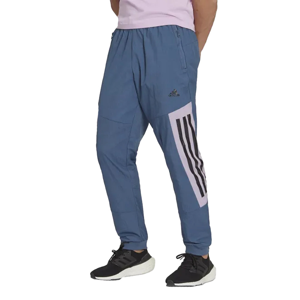 Blue - Side - Adidas Mens Future Icons Stripe Tracksuit Bottoms