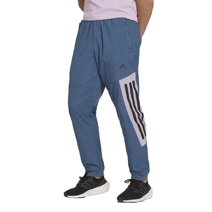Blue - Side - Adidas Mens Future Icons Stripe Tracksuit Bottoms