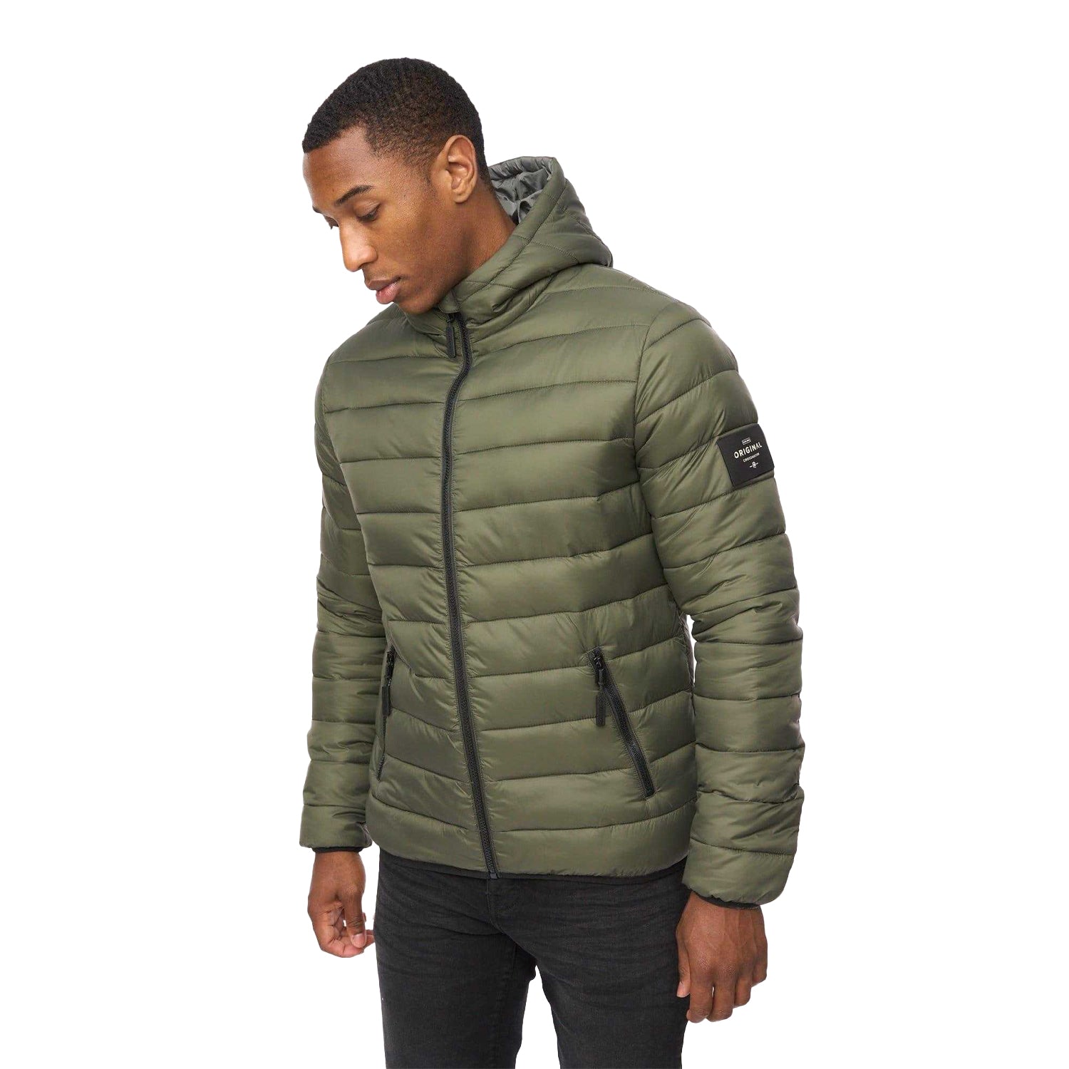 Green - Side - Crosshatch Mens Gattering Jacket