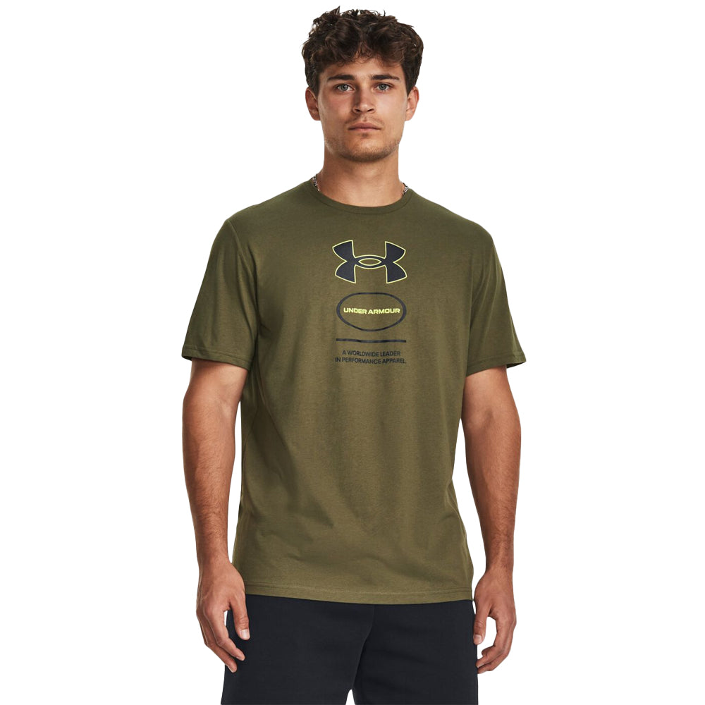 Green - Front - Under Armour Mens Stacked Logo T-Shirt