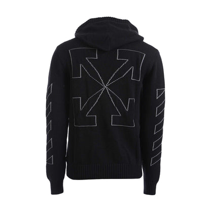 Black-Grey - Back - Off White Mens Diagonal Outline Full Zip Hoodie