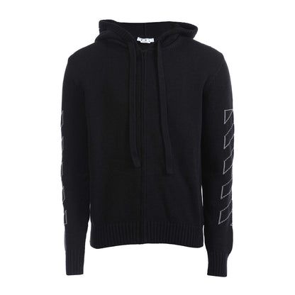 Black-Grey - Front - Off White Mens Diagonal Outline Full Zip Hoodie