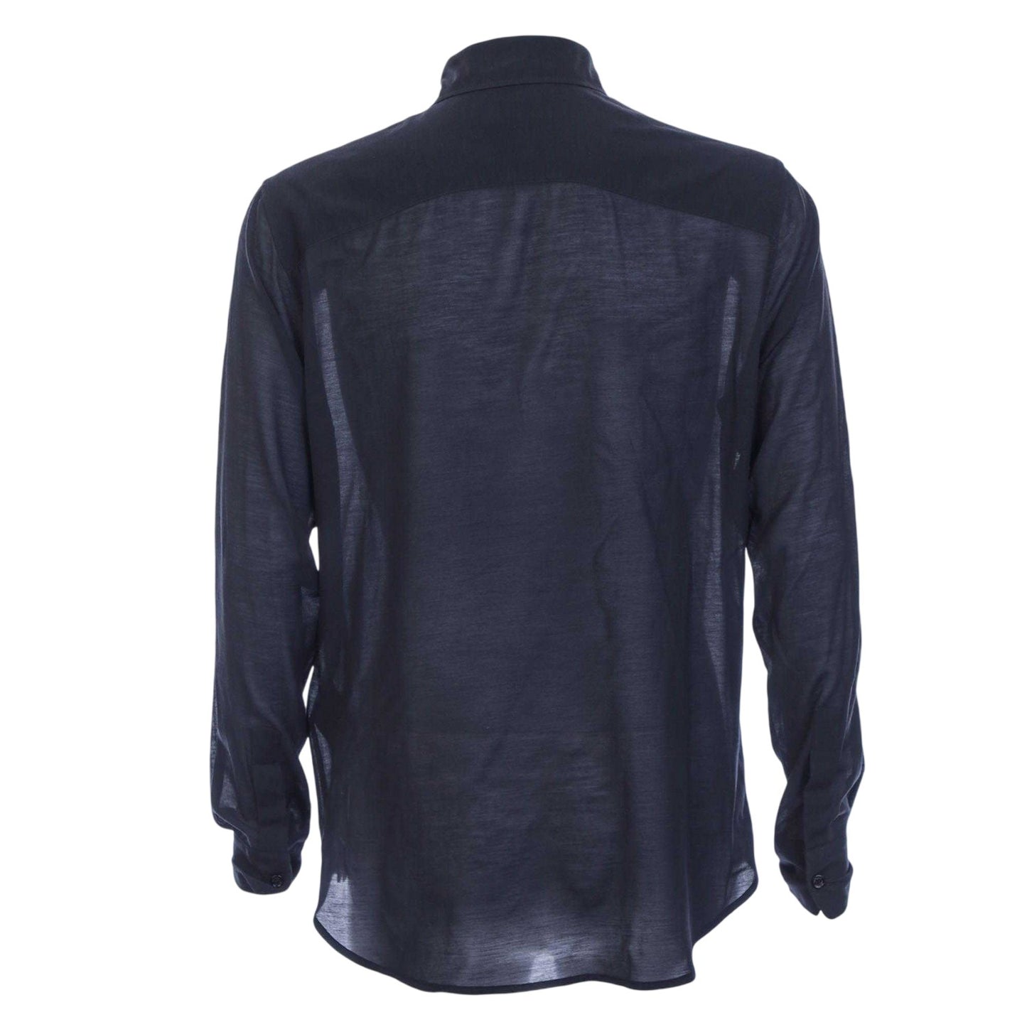 Black - Back - Off White Mens Embroidered Silk Round Shirt